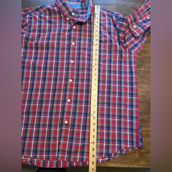 Chaps Button Down Long Sleeve Collared Shirt Men’s SZ XL Red Plaid Easy Care - Picture 8 of 8